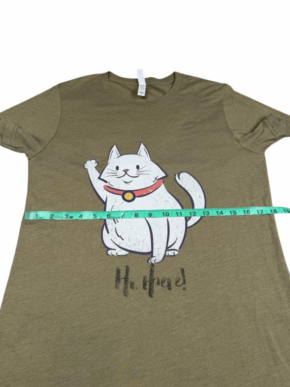 10/$25🦋 Boutique Canvas Heather Olive Neko Neko HI THERE Tee - Size Medium - Picture 11 of 13